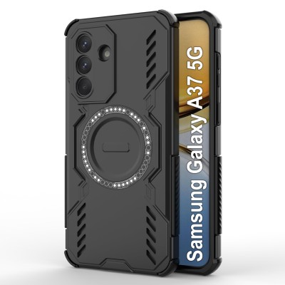 For Samsung Galaxy A37 Diamond [Magnetic Circle] with CD Pattern Hybrid - Black