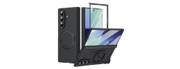 For Samsung Galaxy A37 Loop Hybrid with [Magnetic Ring Circle] 360 degrees Rotational Kickstand Case Cover - Black