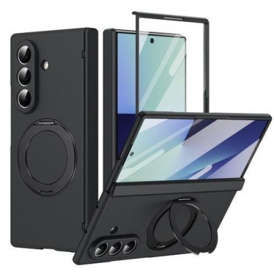 For Samsung Galaxy A37 Loop Hybrid with [Magnetic Ring Circle] 360 degrees Rotational Kickstand Case Cover - Black