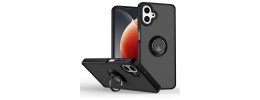 For Samsung Galaxy A37 Magnetic Matching Ring Stand Full Rotation Matte Hybrid - Black