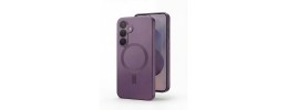 For Samsung Galaxy A37 Magnetic Matching Ring Stand Full Rotation Matte Hybrid - Dark Purple