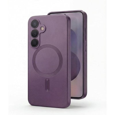 For Samsung Galaxy A37 Magnetic Matching Ring Stand Full Rotation Matte Hybrid - Dark Purple