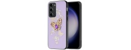 For Samsung Galaxy A37 Splendid Glitter with Diamonds All Around Edges Ring Stand Case Cover - Purple
