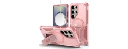 For Samsung Galaxy A37 Sturdy Bracket Kickstand Magnetic Hybrid - Pink