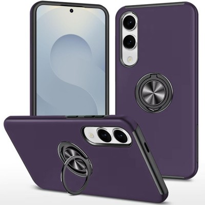 For Samsung Galaxy s25 Edge Magnetic Ring Stand Classic Design FULL Camera Protection Hybrid Case - Dark Purple