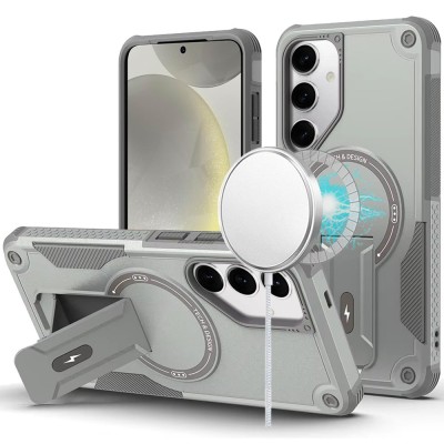 For Samsung Galaxy s25 Edge Sturdy Bracket Kickstand Magnetic Hybrid - Grey