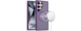 For Samsung Galaxy s24 Ultra [Magnetic Circle] Smooth Safe Matte Feel Hybrid Case - Dark Purple