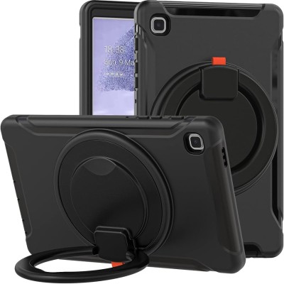 For Samsung Galaxy Tab A7 Lite 8.7 inch (T220 T225) Tablet Tough Hybrid Rotating 360 Degree Kickstand - Black+Black