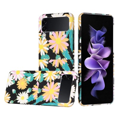 For Samsung Galaxy Z Flip 4 Bliss Floral Solid Design Hybrid Cover Case - Floral E