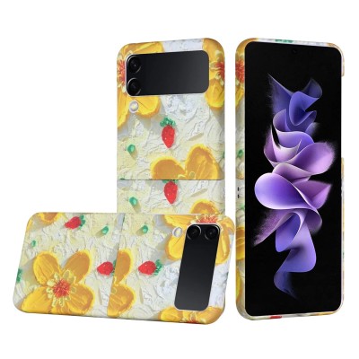 For Samsung Galaxy Z Flip 4 Bliss Floral Solid Design Hybrid Cover Case - Floral H
