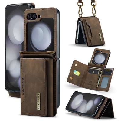 For Samsung Galaxy Z Flip 4 Card Slot Wallet Holder Case Cover - Brown