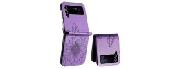 For Samsung Galaxy Z Flip 4 Card Slot Wallet Holder Case Cover - Light Purple