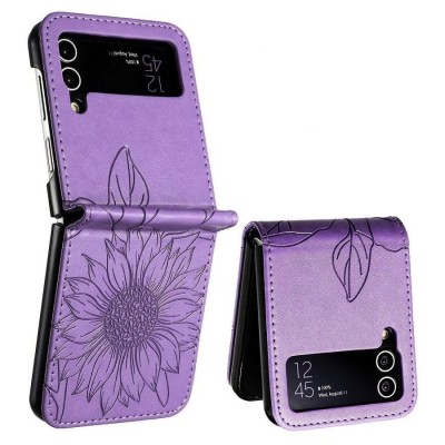 For Samsung Galaxy Z Flip 4 Card Slot Wallet Holder Case Cover - Light Purple
