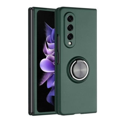 For Samsung Galaxy Z Flip 4 Chief Premium Matte Magnetic Ring Stand Hybrid Case Cover - Dark Green