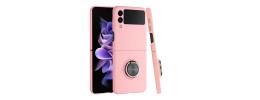 For Samsung Galaxy Z Flip 4 Chief Premium Matte Magnetic Ring Stand Hybrid Case Cover - Pink