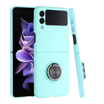 For Samsung Galaxy Z Flip 4 Chief Premium Matte Magnetic Ring Stand Hybrid Case Cover - Teal