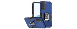 For Samsung Galaxy Z Flip 4 ELITE Camera Push Magnetic Ring Stand Hybrid Case Cover - Blue