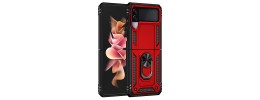 For Samsung Galaxy Z Flip 4 ELITE Camera Push Magnetic Ring Stand Hybrid Case Cover - Red