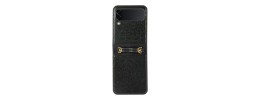 For Samsung Galaxy Z Flip 4 Embossed Floral Design Case Cover with Strap - Black