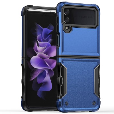 For Samsung Galaxy Z Flip 4 Exquisite Tough Shockproof Hybrid Case Cover - Blue