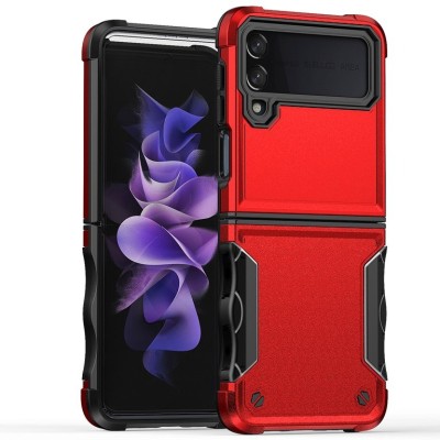 For Samsung Galaxy Z Flip 4 Exquisite Tough Shockproof Hybrid Case Cover - Red