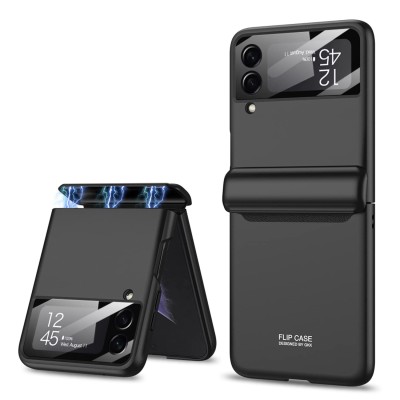 For Samsung Galaxy Z Flip 4 Finger Hook Hybrid Case Cover - Black