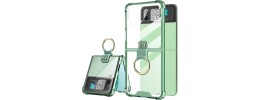 For Samsung Galaxy Z Flip 4 Finger Hook Hybrid Case Cover - Light Green