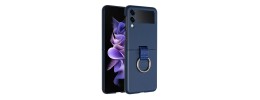 For Samsung Galaxy Z Flip 4 Finger Hook Hybrid Case Cover - Navy Blue