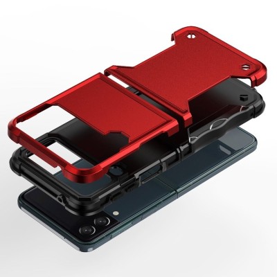 For Samsung Galaxy Z Flip 4 Flip Transparent Hybrid Shockproof Case Cover - Red