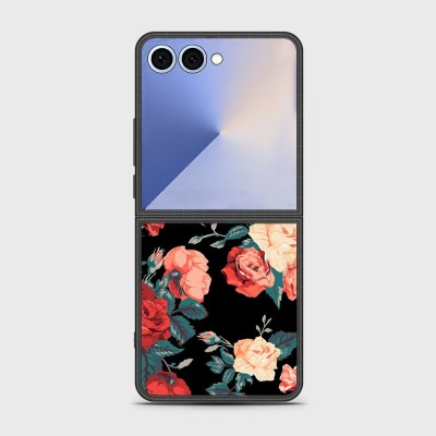 For Samsung Galaxy Z Flip 4 Full Diamond with Ornaments Case Cover - Black Panda Floral