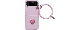 For Samsung Galaxy Z Flip 4 Full Diamond with Ornaments Hard TPU Case Cover - Hearty Pink Pearl Heart
