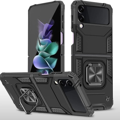 For Samsung Galaxy Z Flip 4 Machine Magnetic Kickstand Case Cover - Black