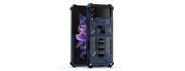 For Samsung Galaxy Z Flip 4 Machine Magnetic Kickstand Case Cover - Dark Blue