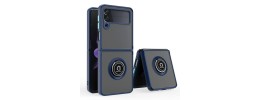 For Samsung Galaxy Z Flip 4 Magnetic Ring Kickstand Hybrid Case Cover - Blue