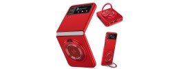 For Samsung Galaxy Z Flip 4 Magnetic Ring Kickstand Hybrid Case Cover - Red