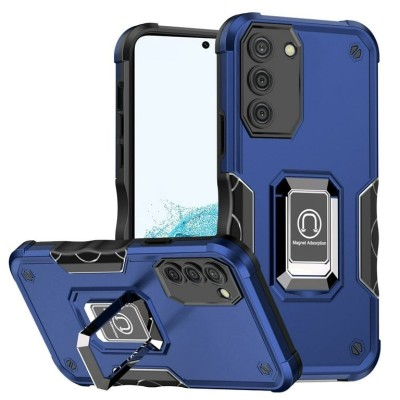 For Samsung Galaxy Z Flip 4 OPTIMUM Magnetic Ring Stand Hybrid Case Cover - Blue