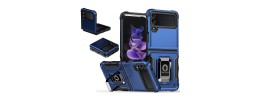 For Samsung Galaxy Z Flip 4 Perfect Tough Thick Hybrid With Metal Ring Stand Cover Case - Blue