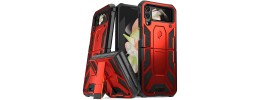 For Samsung Galaxy Z Flip 4 Perfect Tough Thick Hybrid With Metal Ring Stand Cover Case - Red