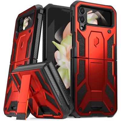 For Samsung Galaxy Z Flip 4 Perfect Tough Thick Hybrid With Metal Ring Stand Cover Case - Red