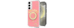 For Samsung Galaxy Z Flip 4 Smiling Glitter Ornament Bling With Ring Stand Hybrid Case Cover - Pink
