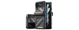 For Samsung Galaxy Z Flip 4 Tough Strong Dual Layer Flat Hybrid Case Cover - Black
