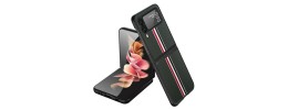 For Samsung Galaxy Z Flip 4 Velvet Fabric Flip Phone Premium PU Vegan Leather Cover Case - Black