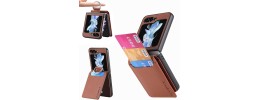 For Samsung Galaxy Z Flip 5 Card Slot Wallet Holder Case Cover - Brown