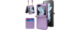 For Samsung Galaxy Z Flip 5 Card Slot Wallet Holder Case Cover - Light Purple