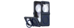 For Samsung Galaxy Z Flip 5 Chief Premium Matte Magnetic Ring Stand Hybrid Case Cover - Navy Blue