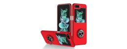 For Samsung Galaxy Z Flip 5 Chief Premium Matte Magnetic Ring Stand Hybrid Case Cover - Red