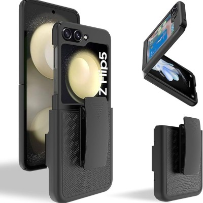 For Samsung Galaxy Z Flip 5 Effortless Plain ShockProof Hybrid Case Cover - Black