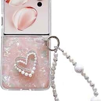 For Samsung Galaxy Z Flip 5 Full Diamond with Ornaments Hard TPU Case Cover - Colorful Ornaments with Heart