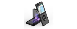 For Samsung Galaxy Z Flip 5 Magnetic Ring Kickstand Hybrid Case Cover - Black