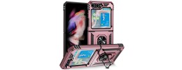 For Samsung Galaxy Z Flip 5 Magnetic Ring Kickstand Hybrid Case Cover - Rose Gold